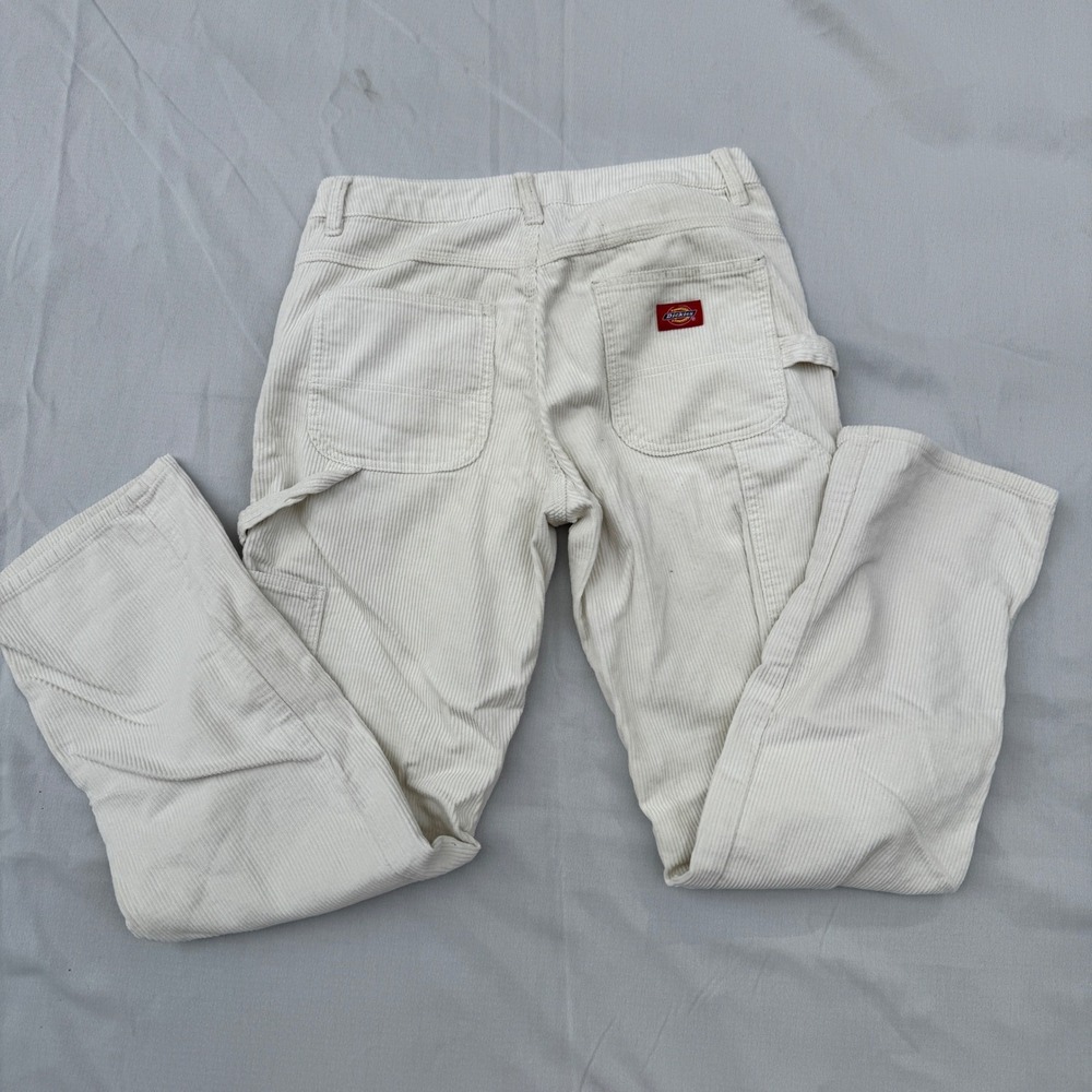 Dickies Carpenter Pants 5/27 Cream Corduroy Y2K Skater Utility Straight Leg